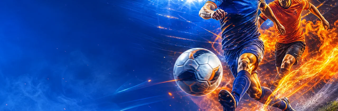 Banner thể thao với sân vận động và vận động viên